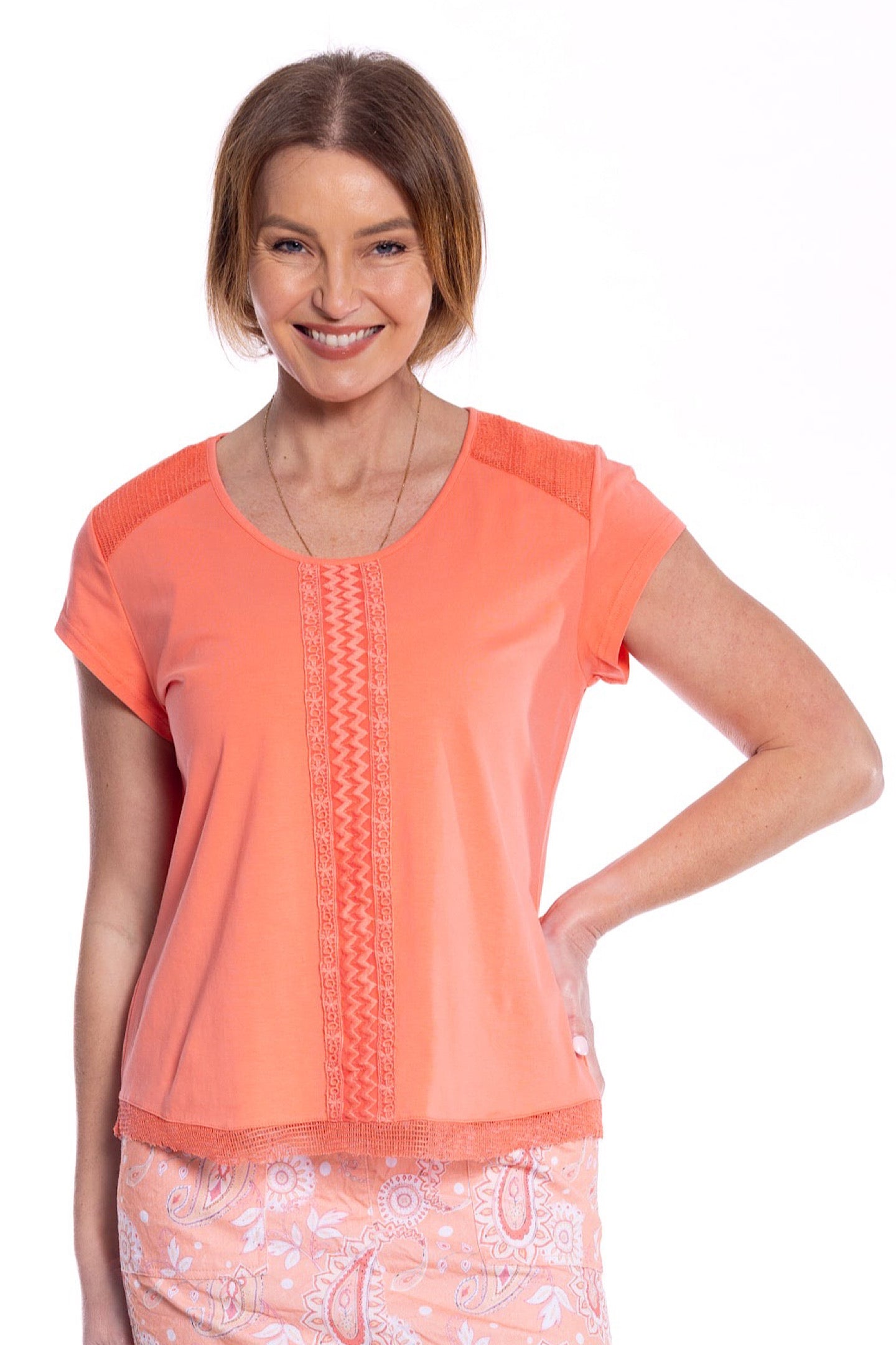 Cafe Latte Lace Peach T-shirt CLM499