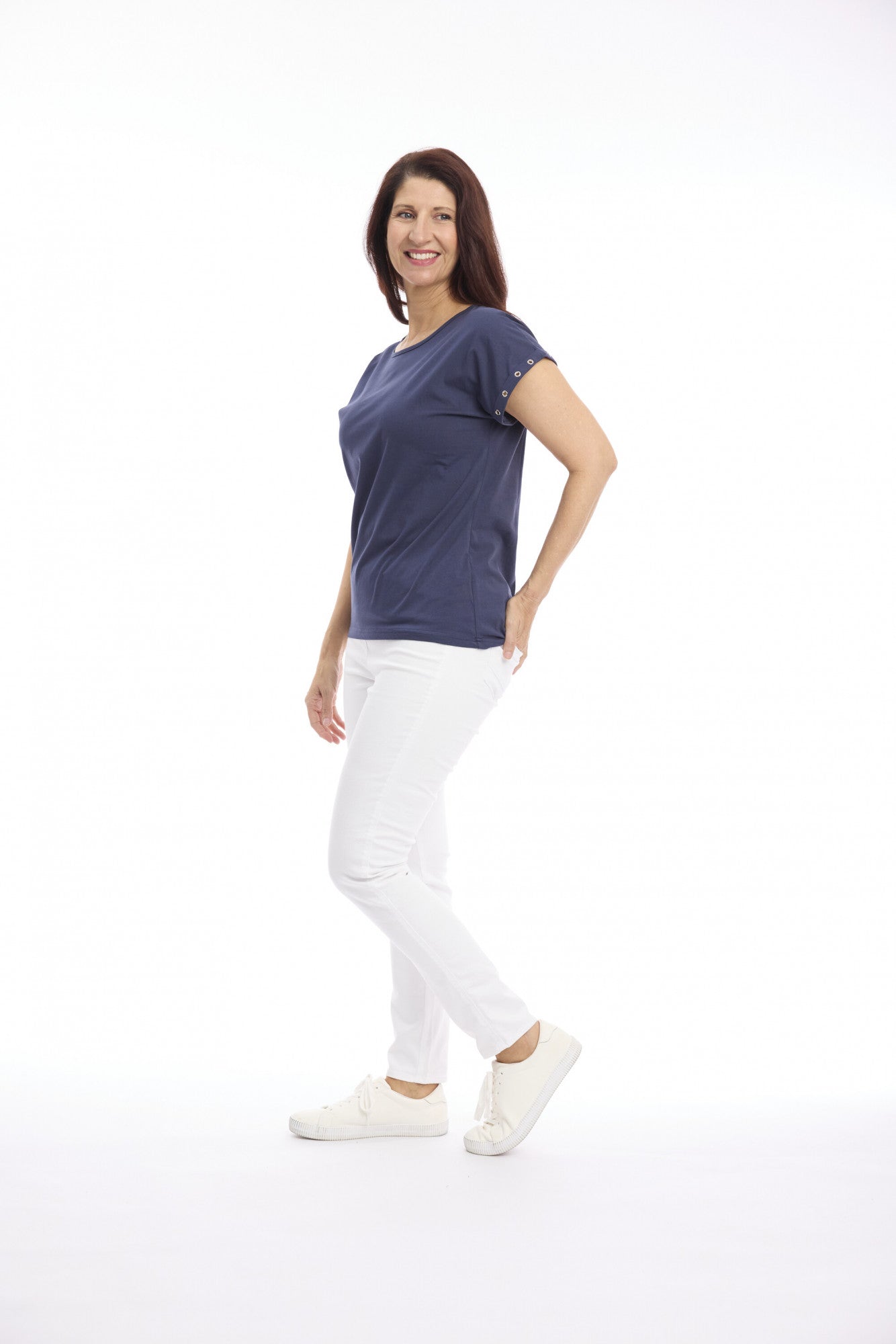 Cafe Latte Navy Eyelet CLM576