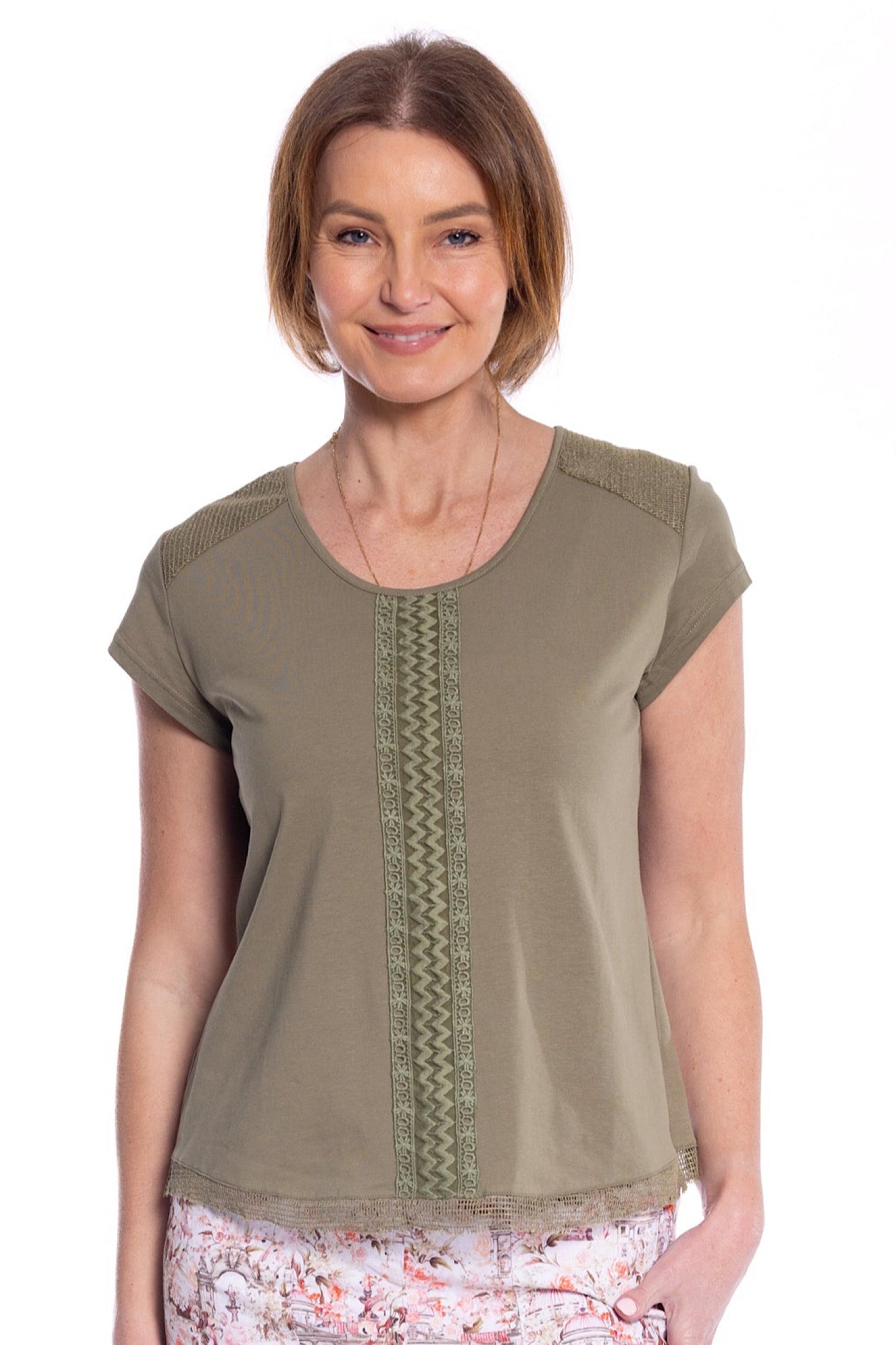Cafe Latte Lace Khaki  T-shirt CLM499