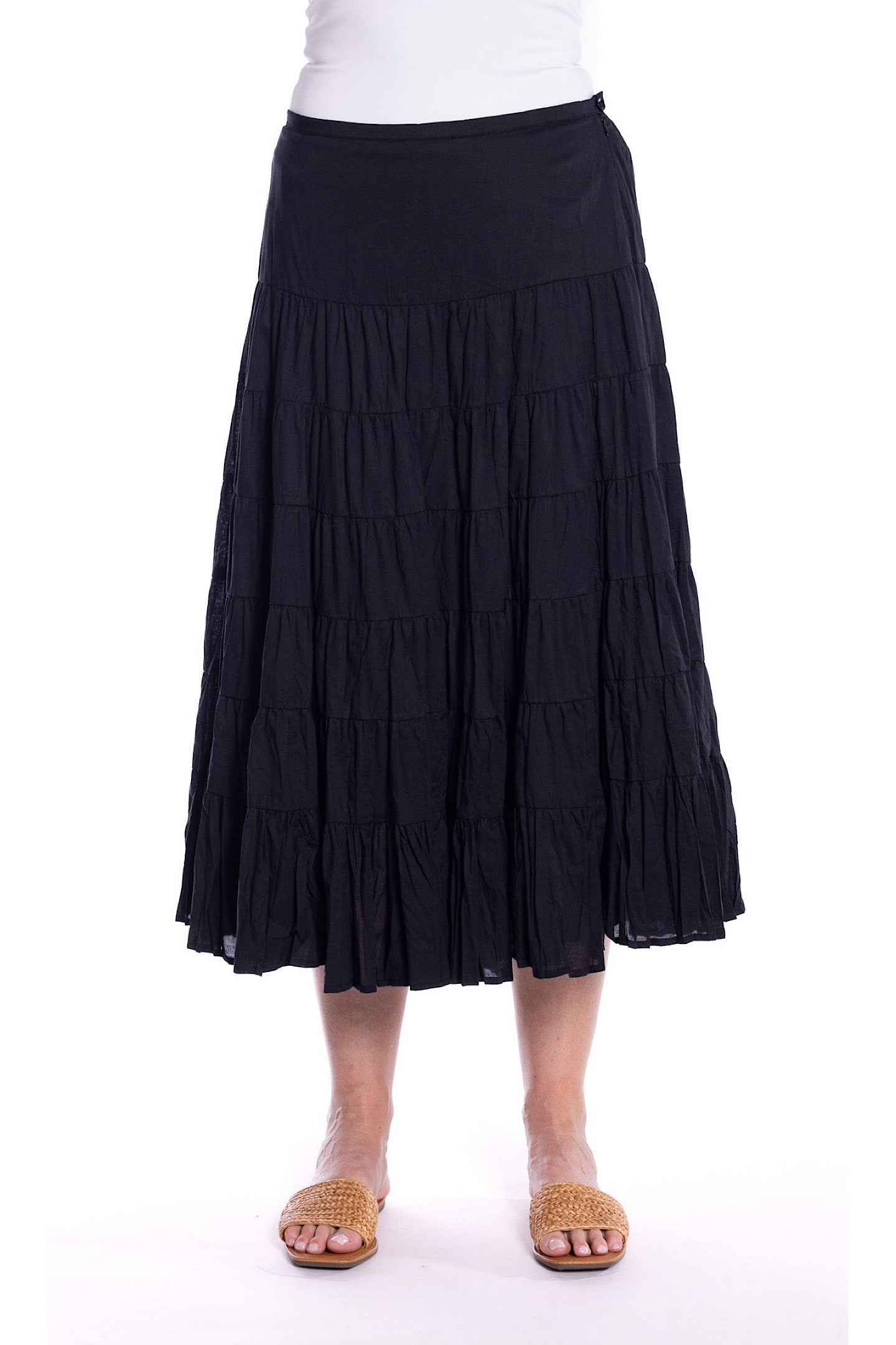 Cafe Latte Tiered Black  Skirt CLM486