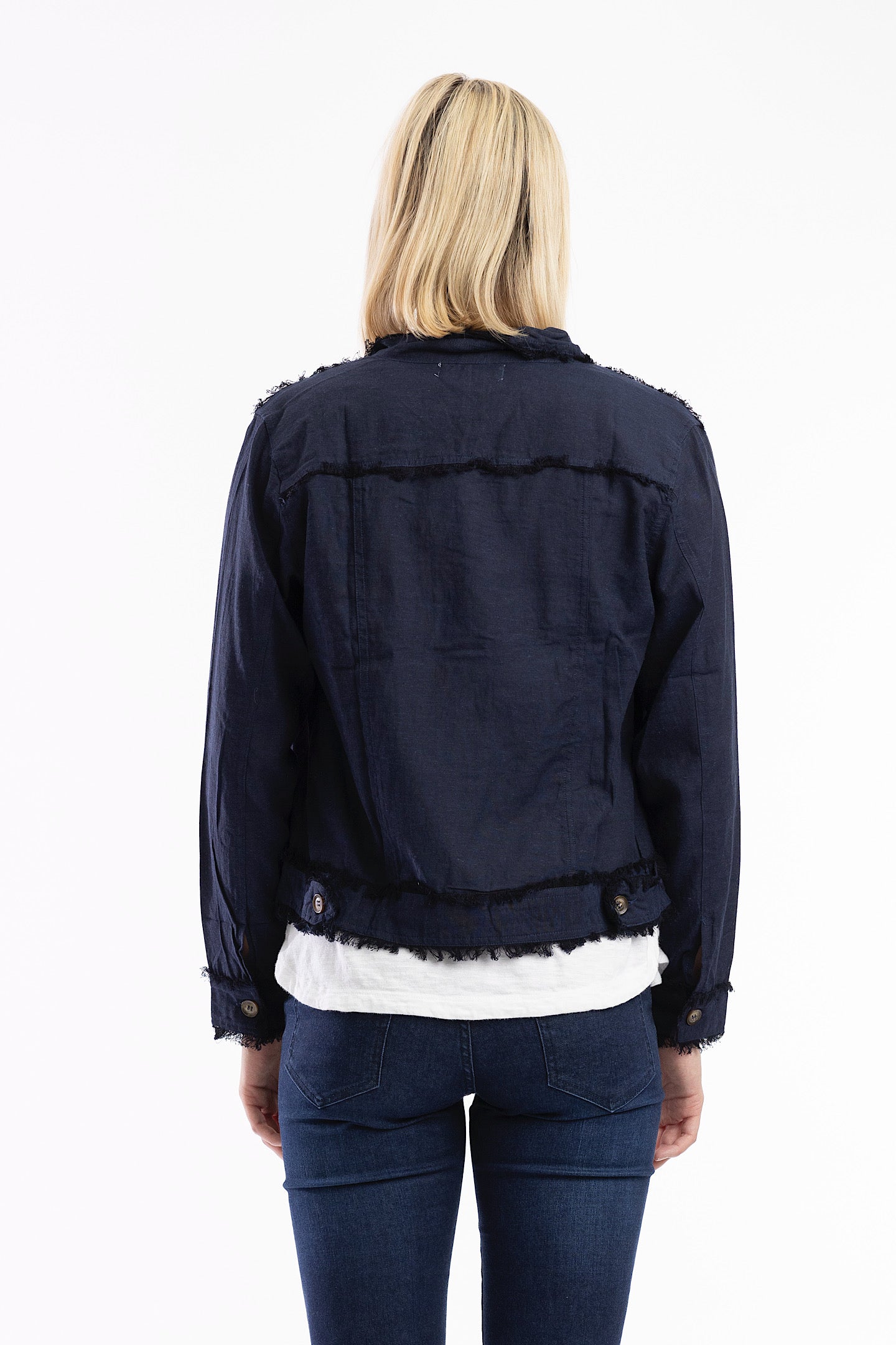 Orientique Linen Jacket Navy 42154