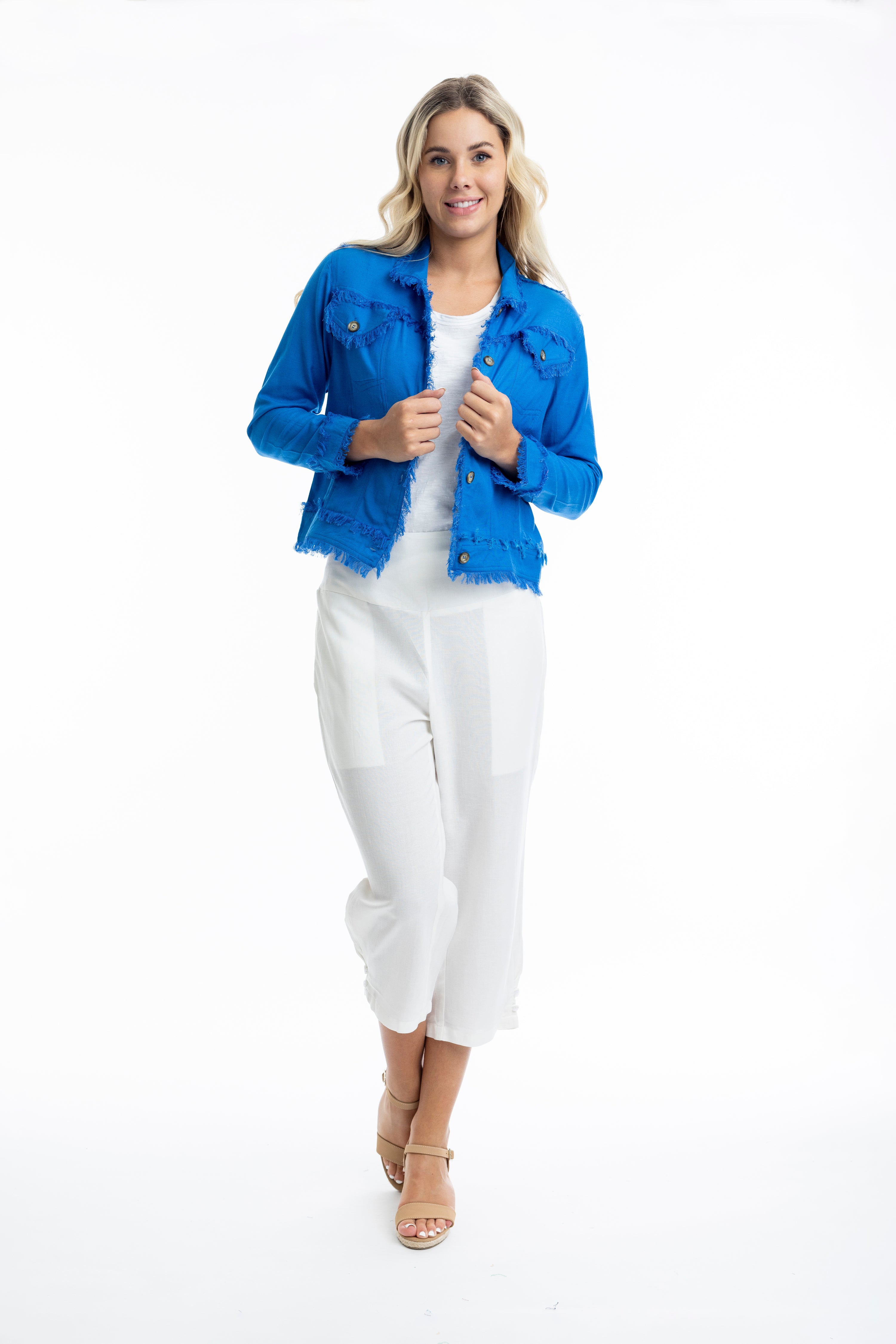 Orientique Linen Jacket Electric Blue