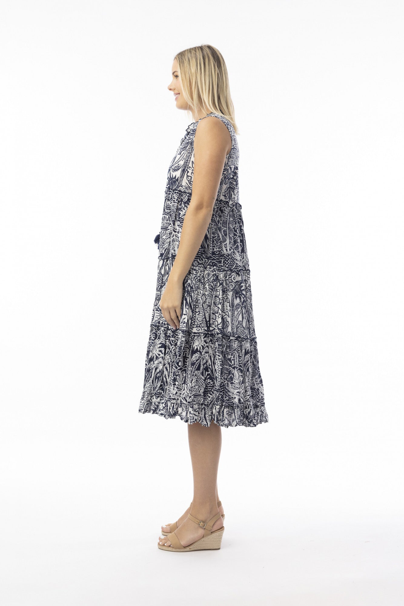 Orientique Aksharsay Sleeveless Navy 40226