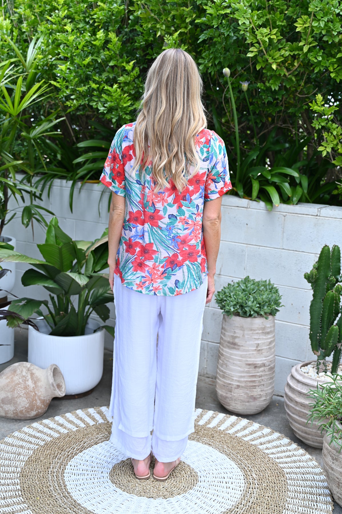 Cali & Co Red Print Top LA2401-9