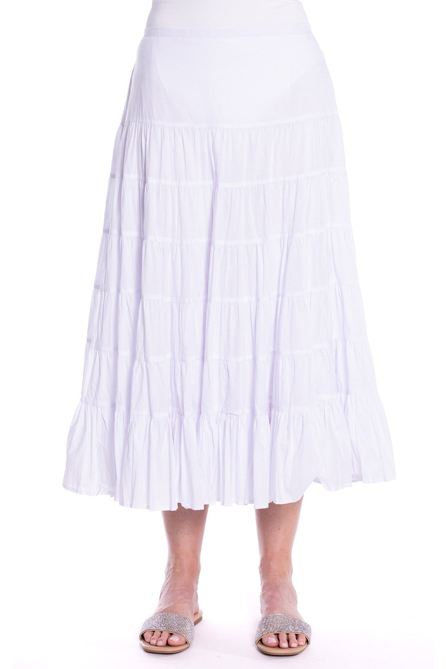 Cafe Latte Tiered White Skirt CLM486