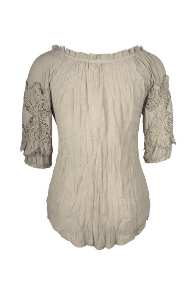 Cafe Latte Peasant Top Natural CLM448