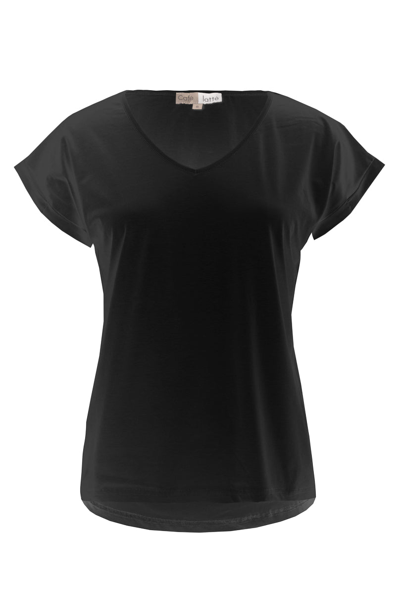 Cafe Latte V Neck Black  CLM476