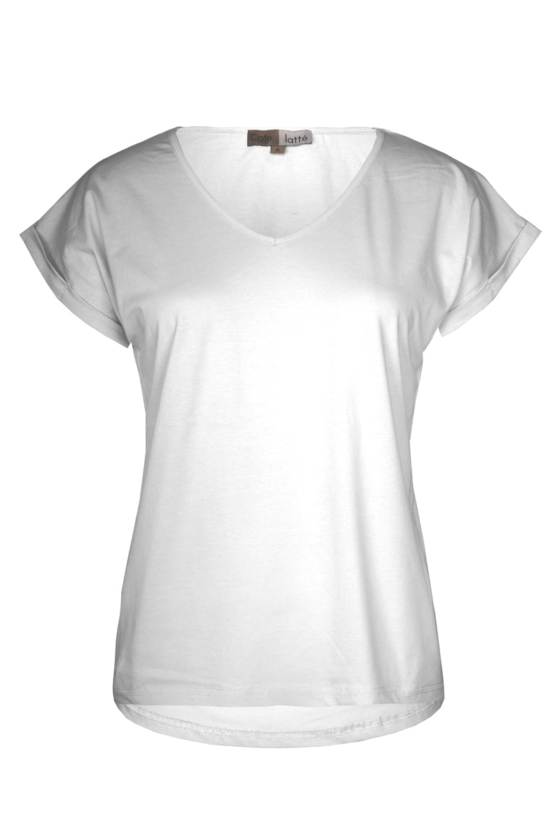 Cafe Latte V Neck White CLM476