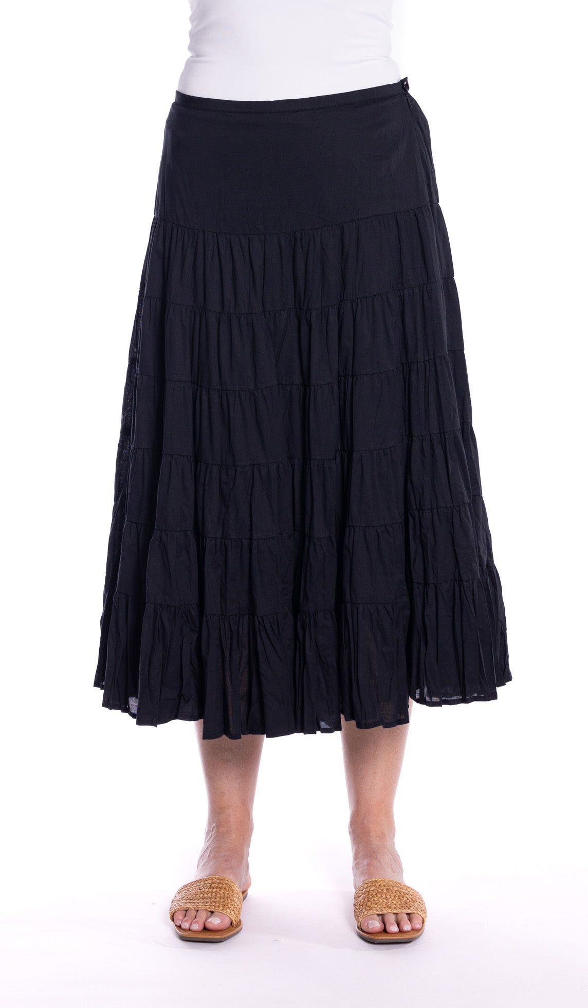 Cafe Latte Tiered Black  Skirt CLM486