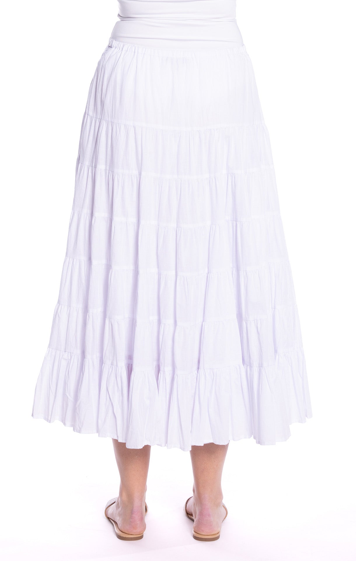 Cafe Latte Tiered White Skirt CLM486
