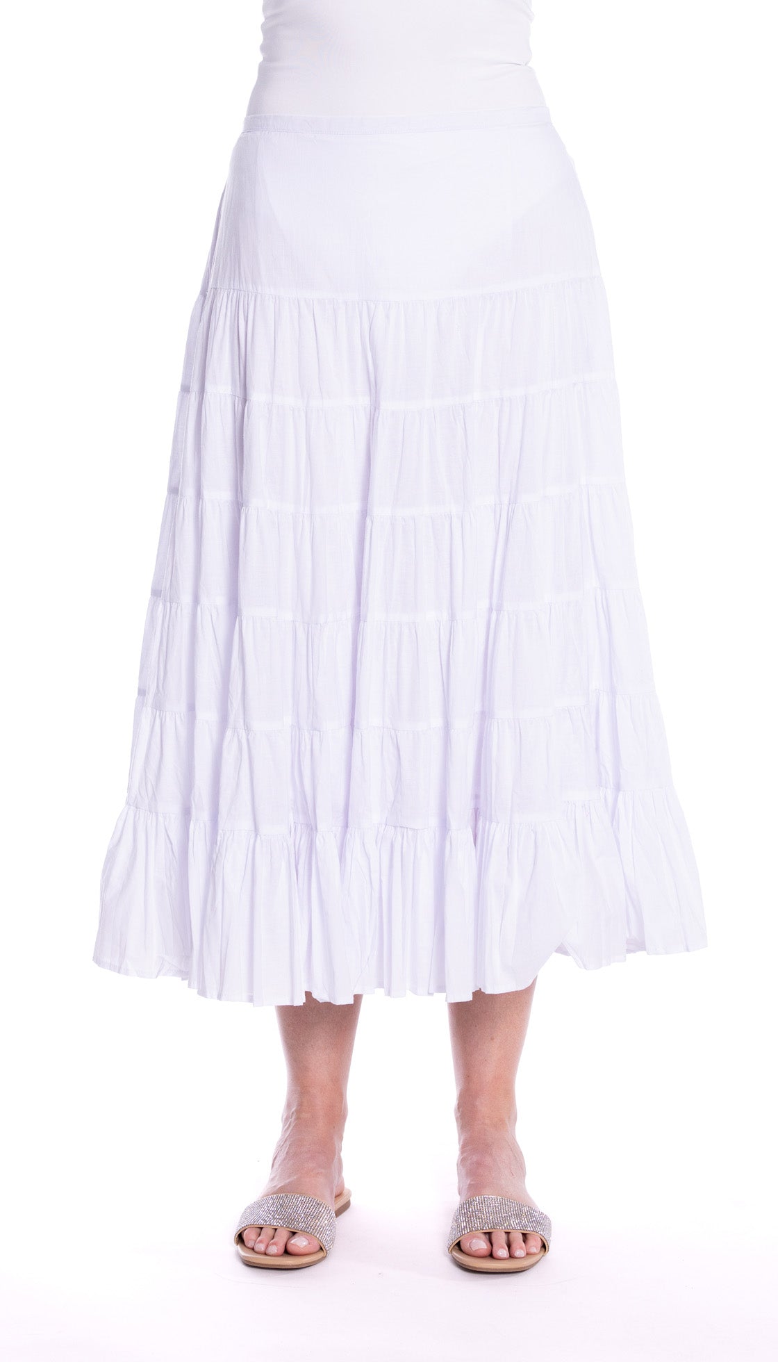 Cafe Latte Tiered White Skirt CLM486