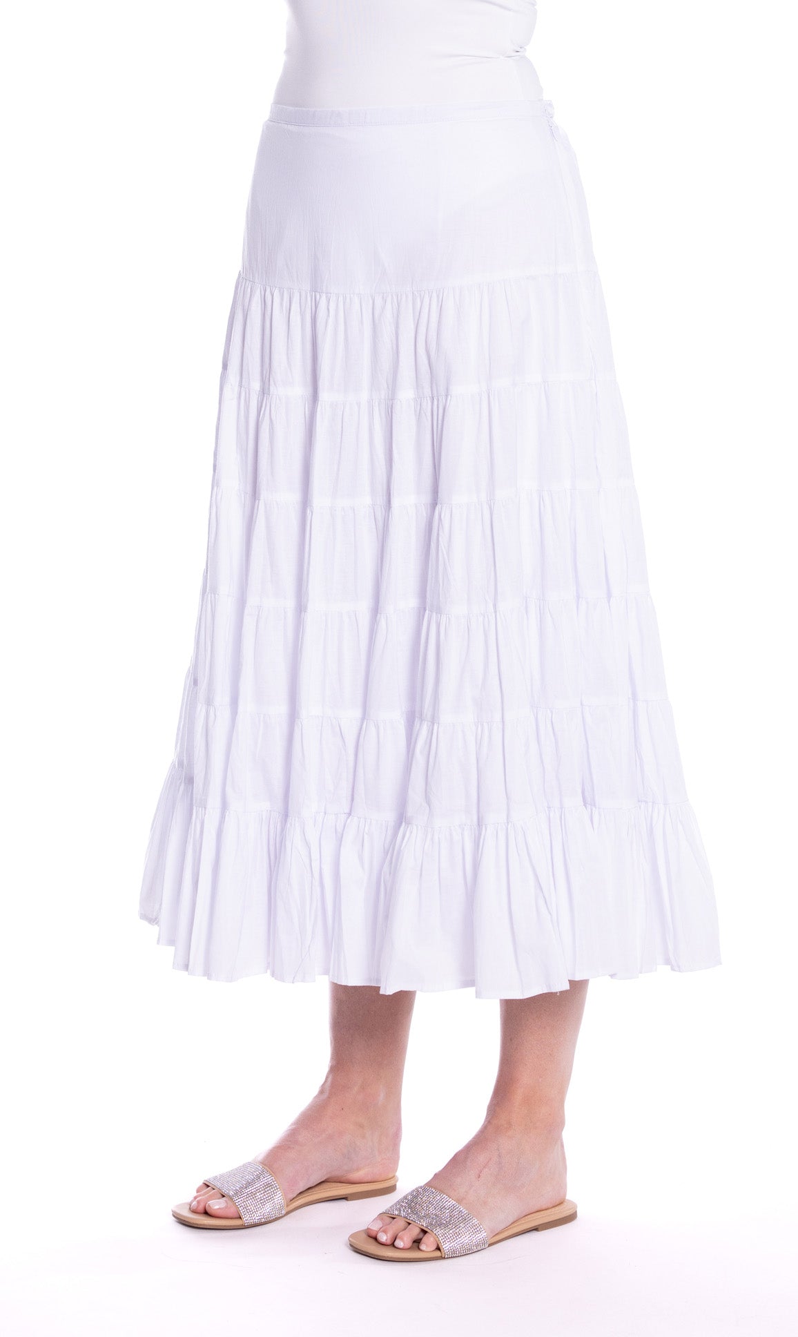 Cafe Latte Tiered White Skirt CLM486