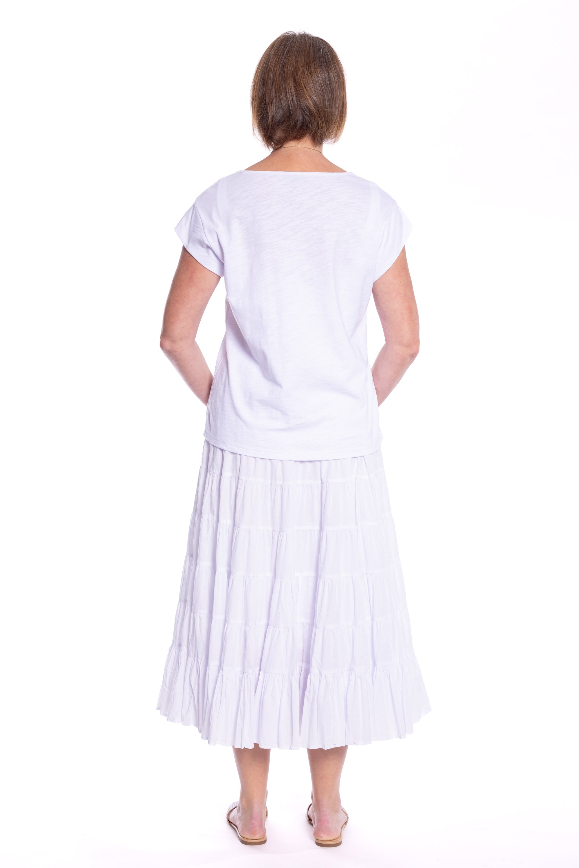 Cafe Latte Tiered White Skirt CLM486