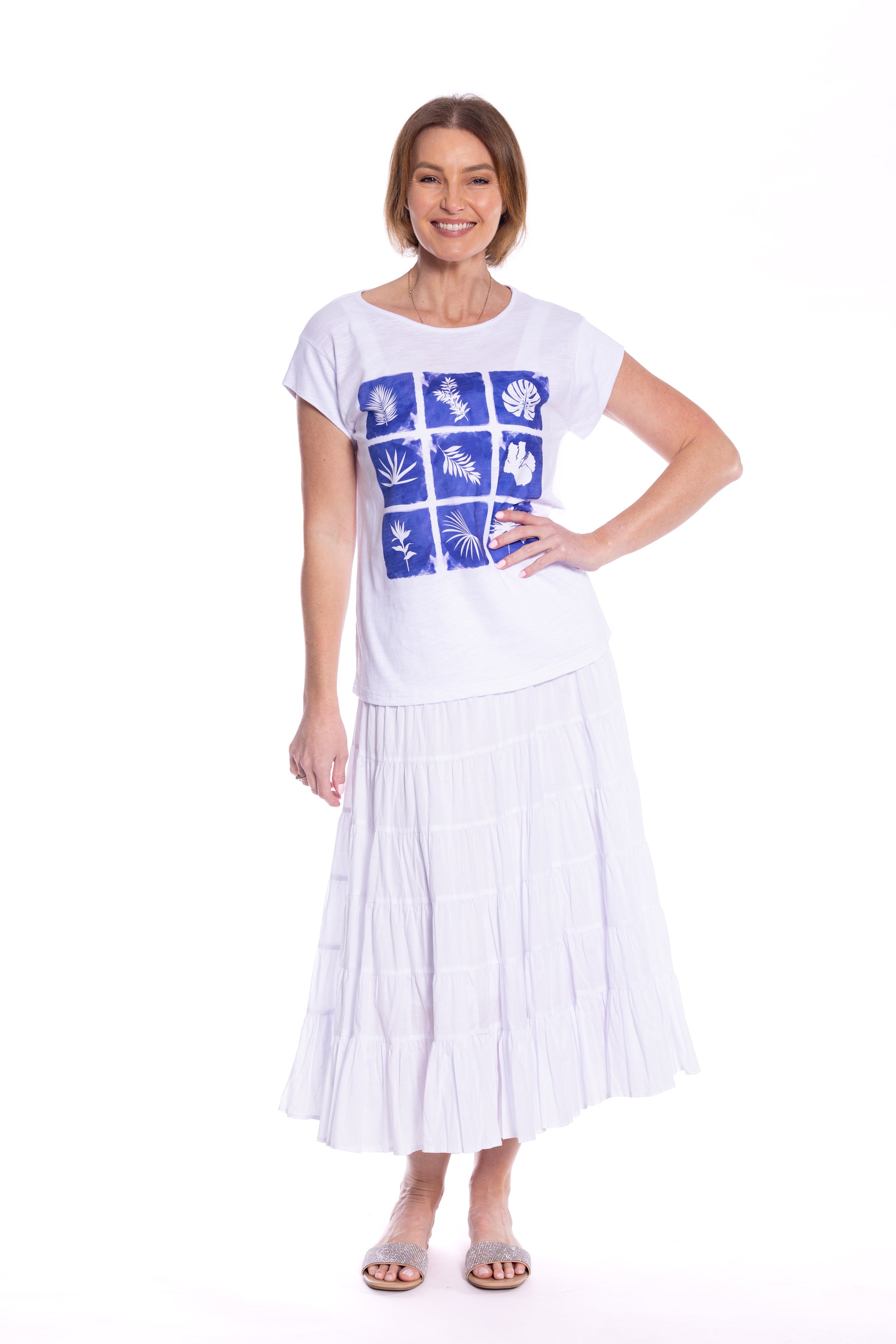 Cafe Latte Tiered White Skirt CLM486