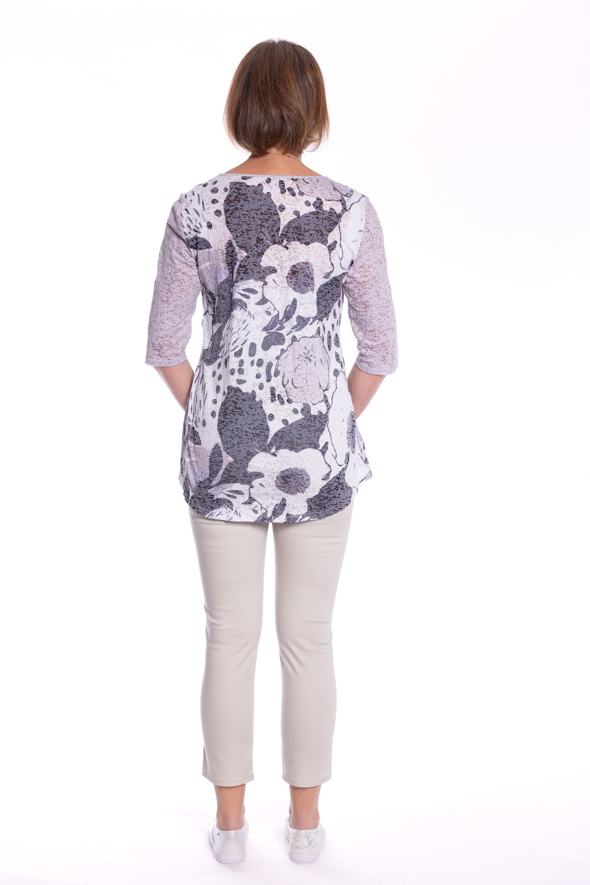 Cafe Latte Putty Flower Tunic Top CLM506